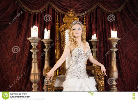 Pride Gorgeous Queen With Crown And Throne Palace Stock Image Image