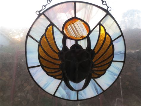Scarab Egyptian Spiritual Stained Glass Suncatcher Etsy Scarab Egyptian Egyptian Stained Glass