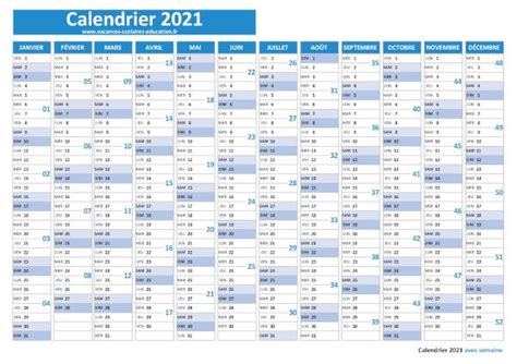 Numéro De Semaine 2020 2021 Liste Dates Calendrier