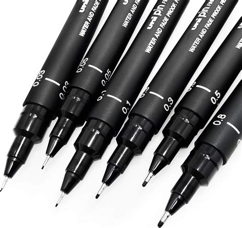 Uni Pin Fineliner Drawing Pen Sketching Set Black Ink