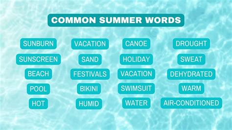 100 Summer Words Vocabulary Words For Summer Capitalize My Title