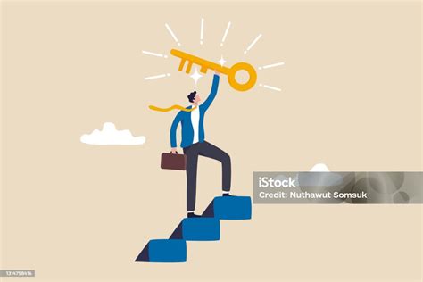 Key To Business Success Stairway To Find Secret Key Or Achieve Career