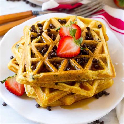 Low Carb Chocolate Chips Protein Waffles Recipe Healthy Fitness Meals