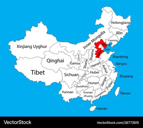 Hebei Province Map China Map Royalty Free Vector Image
