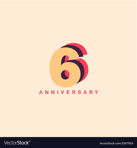 6 Years Anniversary Template Design Royalty Free Vector