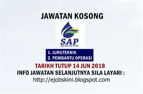 Kindly click here to see the complete advertisement. Jawatan Kosong Syarikat Air Perlis Sdn Bhd - 14 Jun 2018