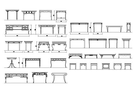 Multiple House Hold Dining Tables Cad Blocks Design Details Dwg File