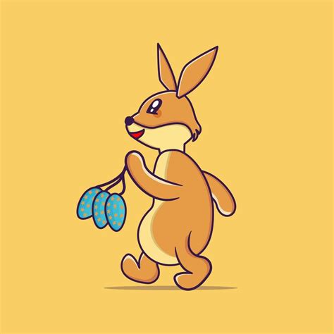 happy easter rabbit takes easter eggs walking vector illustration premium vector 7403744 vector