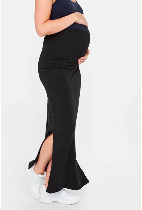 Mamalicious Lea Maternity Side Slit Maxi Skirt In Black Iclothing