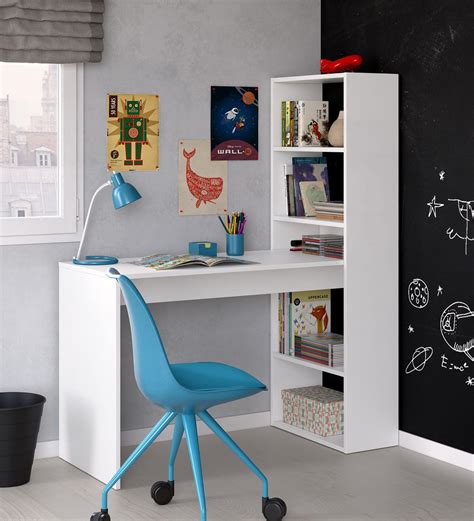 Buy Hutch Corner Study Table In Frosty White Colour By Comfold Online
