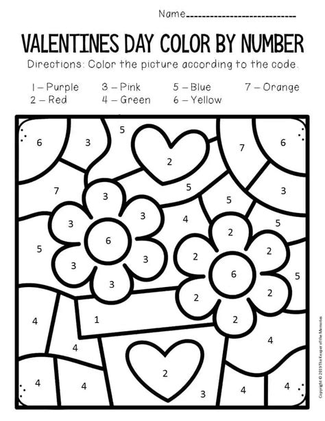 Color By Number Printable Valentine