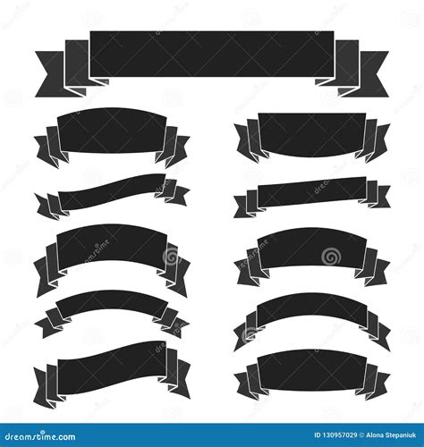 Black Ribbon Banners Set Stock Vector Illustration Of Emblem 130957029