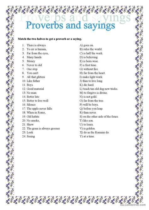 Proverbs And Sayings English Esl Worksheets Pdf And Doc