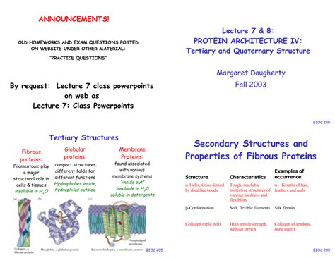 Secondary Structures And Properties Of Fibrous Proteins