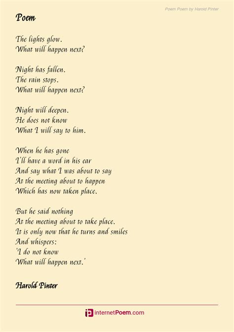 Poem Poem By Harold Pinter