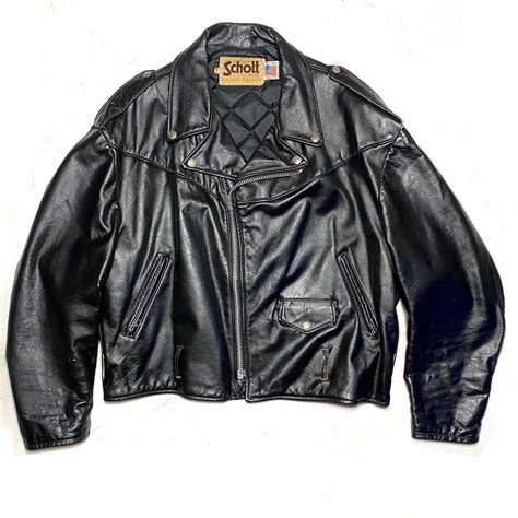 Schott Bros Nyc Black Leather Biker Rocker Jacket Made In Usa Etsy