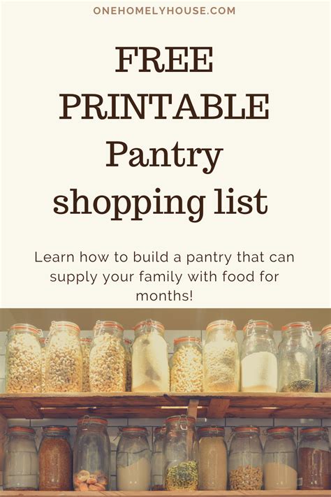 How To Stock A Pioneer Pantry Printable Shopping List Emergency