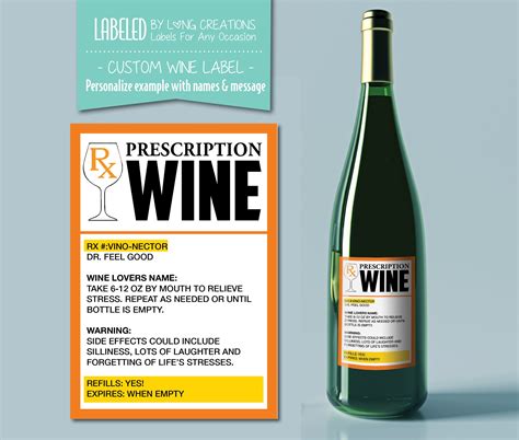 Prescription Wine Label Funny Wine Labels Personalized Etsy Uk