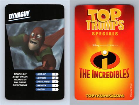 Dragon ball z single cards. Dynaguy - The Incredibles 2004 Top Trumps Specials Card
