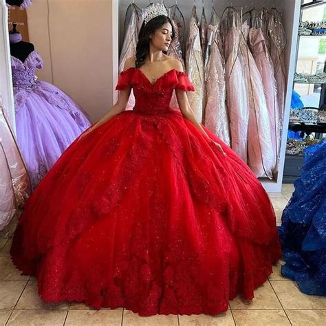 strapless red quinceanera dresses