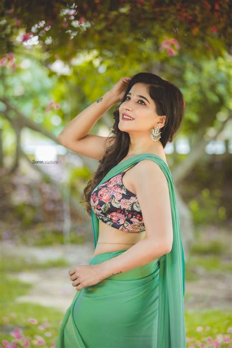 sakshi agarwal hot stills in green saree south indian actress