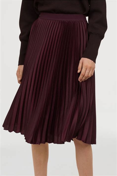 Pleated Skirt Burgundy Ladies Handm Us 2 Skirt Outfits Modest