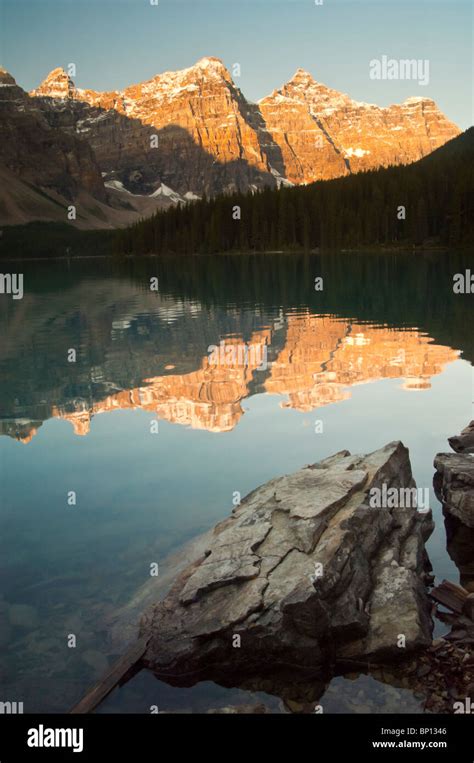 Moraine Lake At Sunrise Banff National Park Alberta Canada Stock