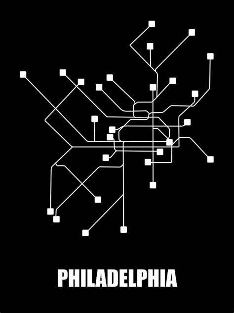 Black Philadelphia Subway Map Digital Art By Naxart Studio