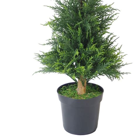 Pair Of 120cm 4ft Artificial Bushy Cedar Cone Cypress Conifer Topiary