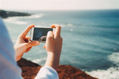 Безплатна снимка смартфон Подвижен плаж крайбрежие вода океан