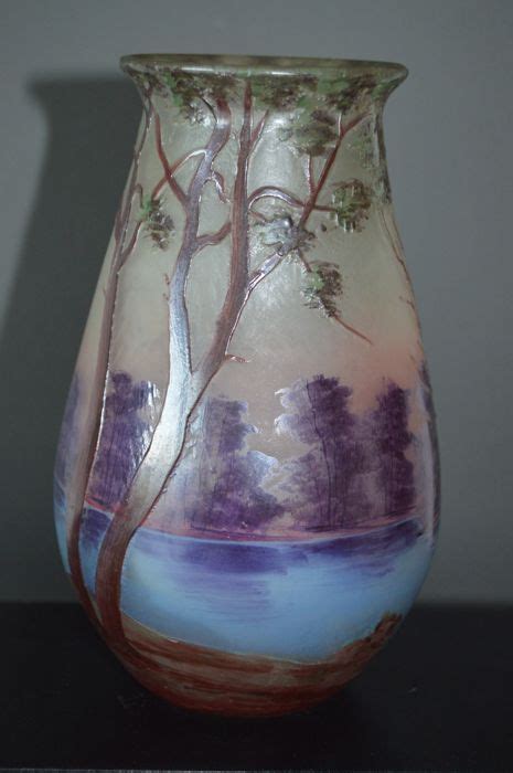 Muller Frères Lunéville Ovoid Glass Vase With Lake Catawiki