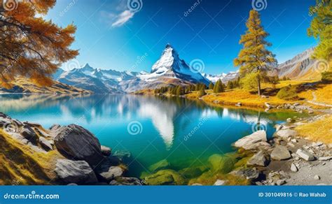 Exotic Summer Scene Of Stellisee Lake Superb Morning View Of