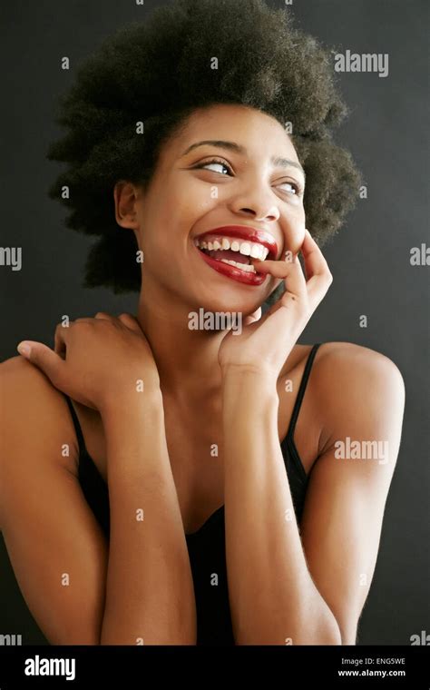 Close Up Of Black Woman Laughing Stock Photo Alamy