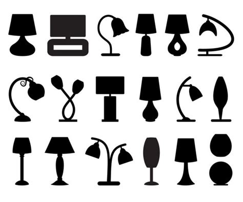 Table Lamp Silhouette Set Vector ⬇ Vector Image By © Samillustration