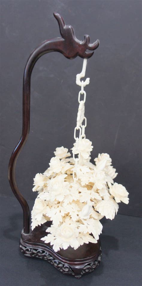 Sold Price Antique Hand Carved Ivory Flower Basket March 6 0115 12