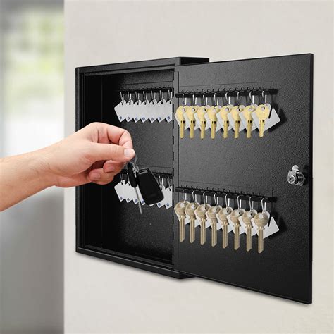 Key Cabinet Steel Lock Box With 60 Capacity Colored Key Tags And Hooks