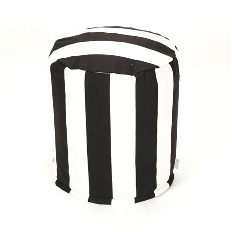 Black Vertical Stripe Small Outdoor Pouf Dfohome