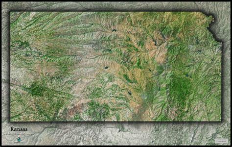Kansas Satellite Wall Map By Outlook Maps Mapsales