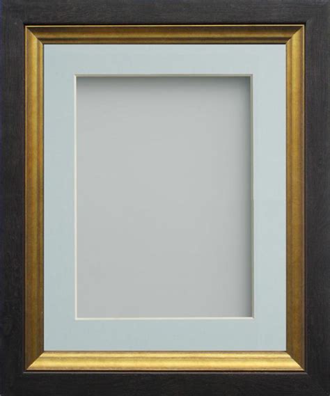 Thompson Black With Gold Inset 24x16 Frame With Light Blue Mount Cut