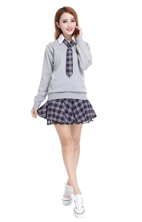 Japanese And Korean Girls School Uniforms British Student Uniform Grey