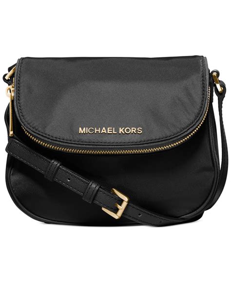 Michael Kors Michael Bedford Nylon Flap Crossbody In Blackgold Black