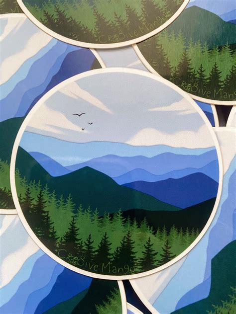 The Blue Ridge Mountains Circle Vinyl Sticker Etsy