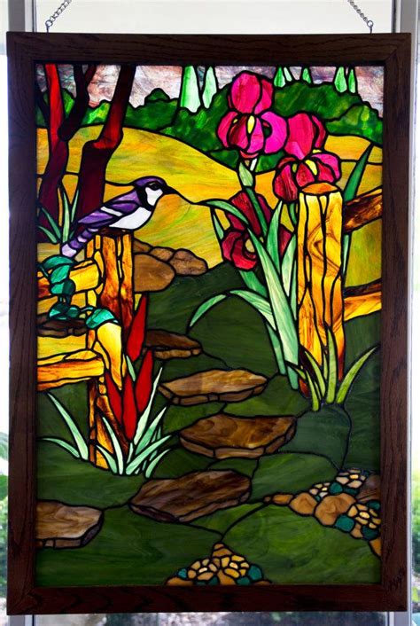 Large Garden Path Stained Glass Panel Stained Glass Flowers Stained Glass Paint Stained