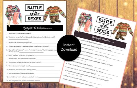 battle of the sexes couple shower game trivia instant download bridal shower etsy