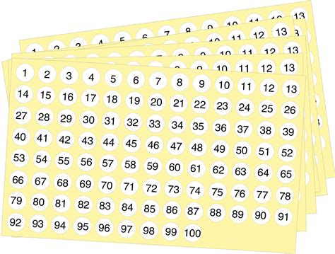 Number Labels Stickers 1 100 Self Adhesive 06 Inch Numbers Sticker