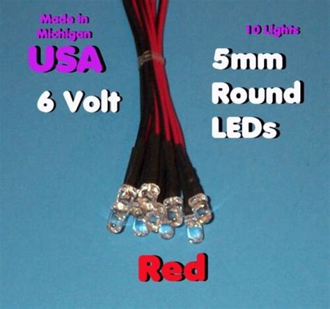 10 X Led Red 5mm Pre Wired Leds 6 Volt 6v Dc Prewired Usa Ebay