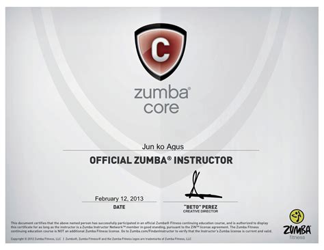Examples Of Best Certificate Zumba Certification