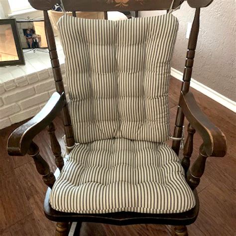 Ticking Stripe Black Rocking Chair Cushions Latex Foam Fill Barnett