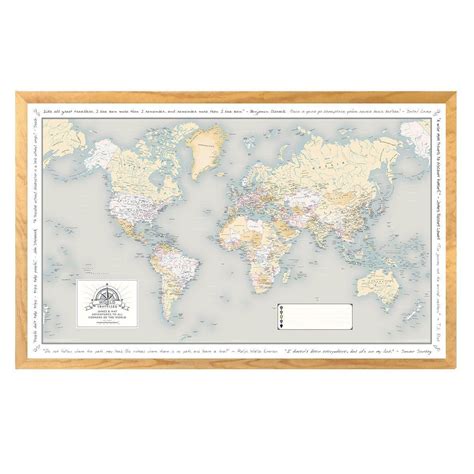 Wall Map Personalised World Traveller Map
