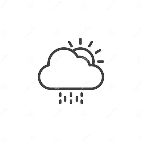 Sun With Cloud And Rain Outline Icon Stock Vector Illustration Of